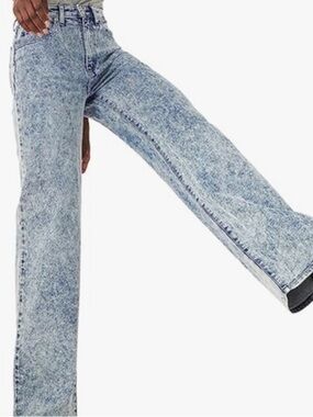 LEE High Rise A Line Wide Leg Baggy Jeans Stonewashed Sz 26